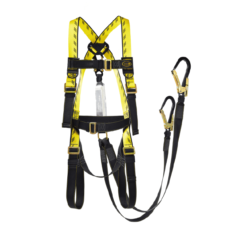 DROMEX COMPOSITE FULL BODY HARNESS WITH WAIST BELT, ATTACHED DOUBLE LANYARD WITH SCAFFOLD HOOKS DROMEX COMPOSITE FULL BODY HARNESS WITH WAIST BELT, ATTACHED DOUBLE LANYARD WITH SCAFFOLD HOOKS